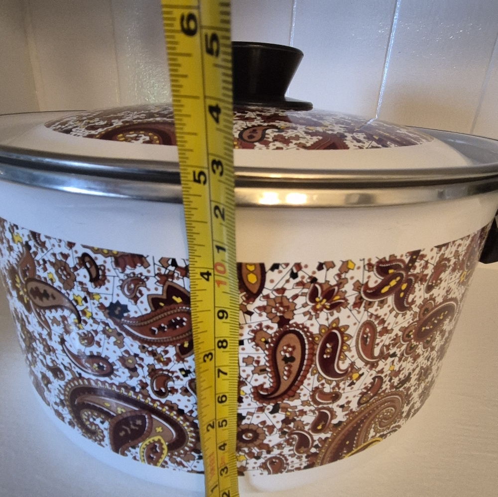 Vintage 1970’s Paisley Patterned Fancipans Enamelware Lidded Cooking Pot - Picture 11 of 11